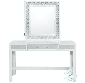 Starlight Pearlized White And Silver Vanity Desk