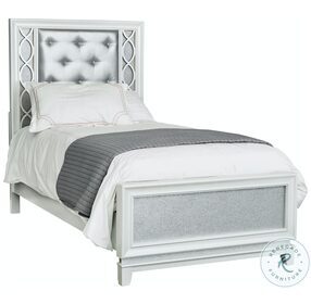 Starlight Pearlized White And Silver Youth Upholstered Panel Bedroom Set