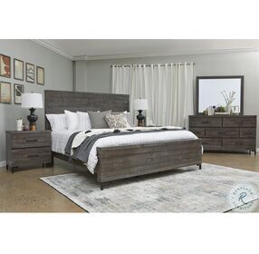 Austin Distressed Charcoal Queen Panel Bed