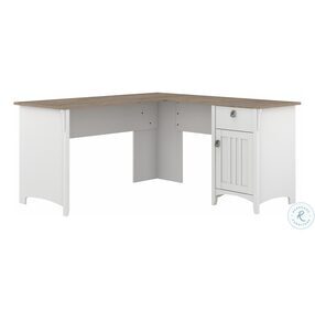 Salinas Pure White and Shiplap Gray 60" L Shaped Home Office Set