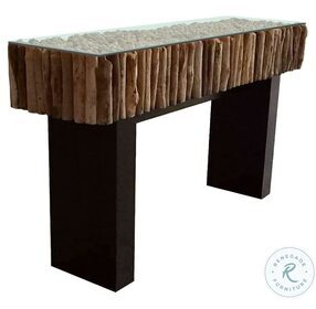 Safari Natural Driftwood Glass Top Sofa Table