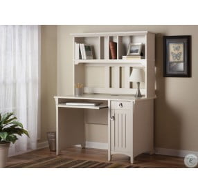 Salinas Antique White Mission Desk With Hutch