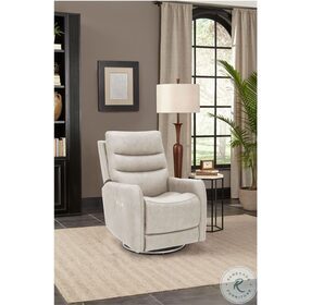 San Marco Rainer Dove Lay Flat Swivel Power Recliner with Power Headrest And Lumbar