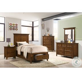 San Mateo Youth Tuscan Twin Footboard Storage Panel Bed with Deck