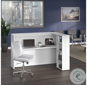 Studio C White 72" Privacy Desk with Shelves