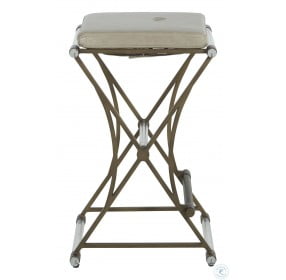 Flynn Antique Gold And Gray Leather Counter Stool