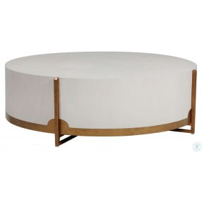 Clifton White Cerused Oak And Brass Coffee Table