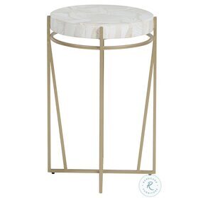 Krissa Painted Champagne And Gray Cream Side Table