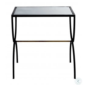 Marion Textured Black And Brushed Brass Side Table