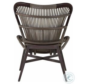 Nolan Gray Rattan And Dark Brown Leather Chair