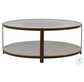 Marlon Cerused White and Brushed Copper Metal Coffee Table