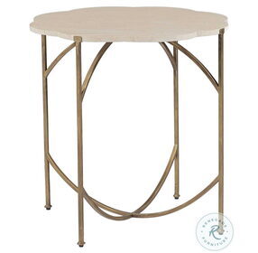 Gillian Antique Gold and Natural Limestone Flower Table