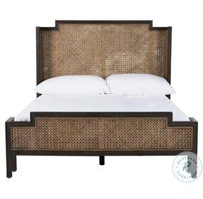 Camille Natural Gray Rattan And Cerused Ash Queen Panel Bed