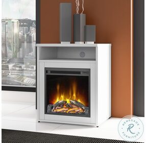 Studio C White 24" Electric Fireplace with Shelf