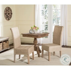 Arjun White Washed 18" Wicker Dining Chair Set Of 2
