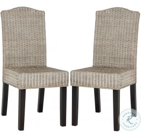 Odette Antique And Gray 19" Wicker Dining Chair Set Of 2