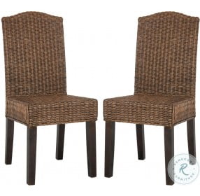 Odette Brown And Multi 19" Wicker Dining Chair Set Of 2