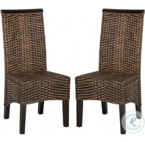 Ilya Brown And Multi 18" Wicker Dining Chair Set Of 2