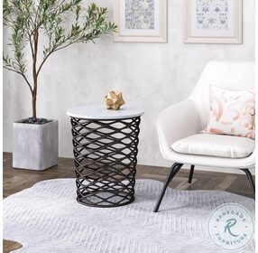 King Bronze And White Side Table