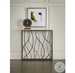 Melange Dark Satin Nickel Gray And With Marble Thin Metal Console Table