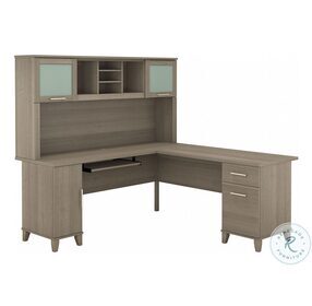 Somerset Ash Gray 72" L Shaped Home Office Set with Hutch