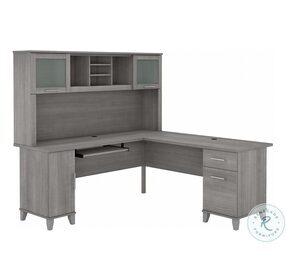 Somerset Platinum Gray 72" L Shaped Home Office Set with Hutch