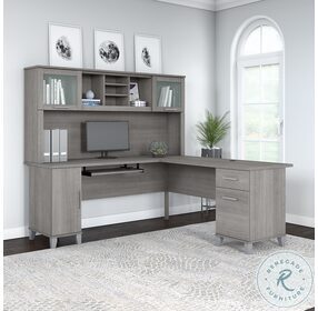 Somerset Platinum Gray 72" L Shaped Desk With Hutch