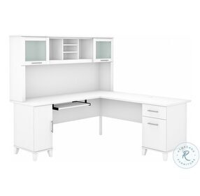 Somerset White 72" L Shaped Home Office Set with Hutch