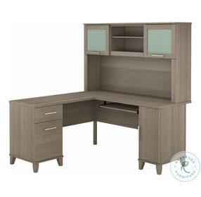Somerset Ash Gray 60" L Shaped Home Office Set with Hutch