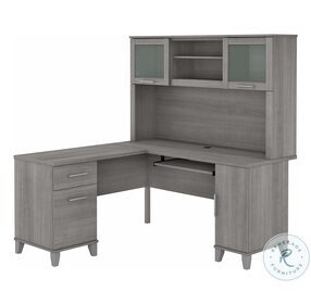 Somerset Platinum Gray 60" L Shaped Home Office Set with Hutch