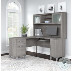 Somerset Platinum Gray 60" L Shaped Desk With Hutch