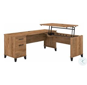 Somerset Fresh Walnut 3 Position Sit to Stand 72" L Shaped Home Office Set