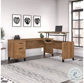 Somerset Fresh Walnut 3 Position Sit to Stand 72" L Shaped Desk