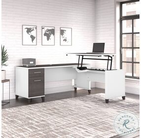 Somerset White and Storm Gray 3 Position Sit to Stand 72" L Shaped Desk