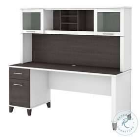 Somerset White and Storm Gray 72" Office Home Office Set with Drawers and Hutch