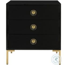 Lucian Black And Brass 3 Drawer Side Table