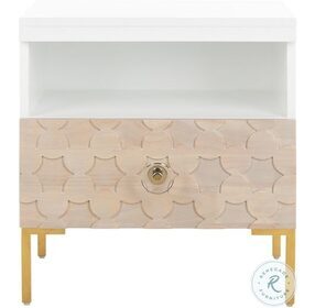 Sylvie White And Gold 1 Drawer Side Table