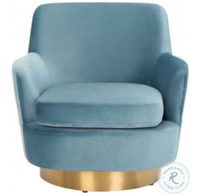 Pyrite Light Blue Velvet Swivel Chair