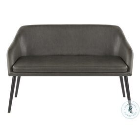 Shelton Black Metal Legs And Charcoal Faux Leather Bench