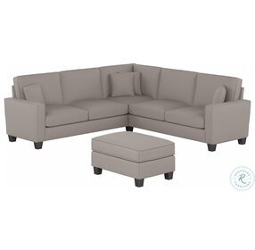 Stockton Beige Herringbone 99" L Shaped Sectional with Ottoman