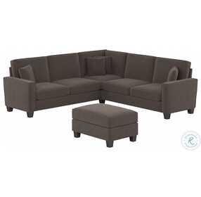 Stockton Chocolate Brown Microsuede 99" L Shaped Sectional with Ottoman