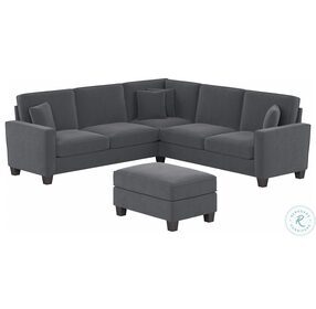 Stockton Dark Gray Microsuede 99" L Shaped Sectional with Ottoman