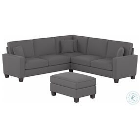 Stockton French Gray Herringbone 99" L Shaped Sectional with Ottoman