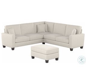 Stockton Light Beige Microsuede 99" L Shaped Sectional with Ottoman
