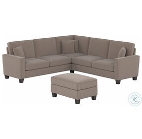 Stockton Tan Microsuede 99" L Shaped Sectional with Ottoman
