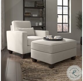 Stockton Light Beige Microsuede Accent Chair with Ottoman
