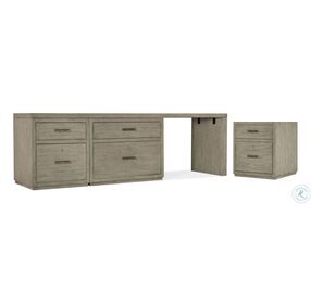 Linville Falls Soft Smoked Gray 96" Desk with File and Lateral File Cabinet