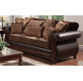 Franklin Dark Brown Fabric and Leatherette Living Room Set