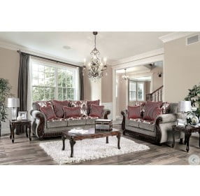 Whitland Light Gray and Red Sofa