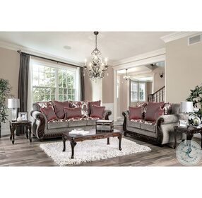 Whitland Light Gray And Red Loveseat